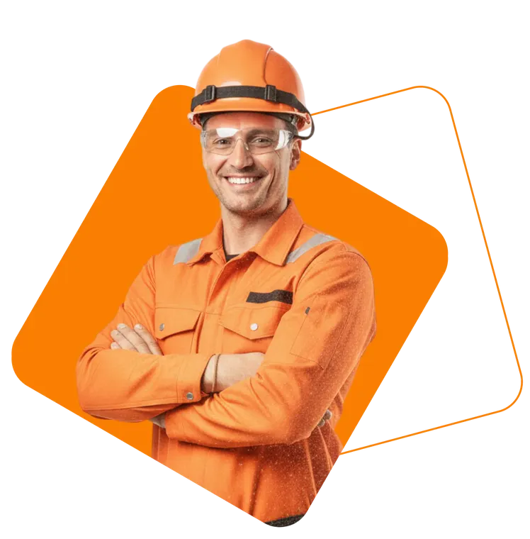 Profissional uniformizado do Aluguel do Construtor